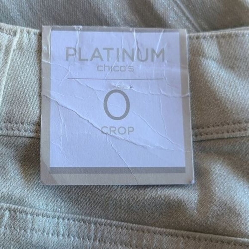 Chico's Platinum Pants Metallic Silver Crop Jeans NWT Size 0 US  Sz 4 - Picture 7 of 11